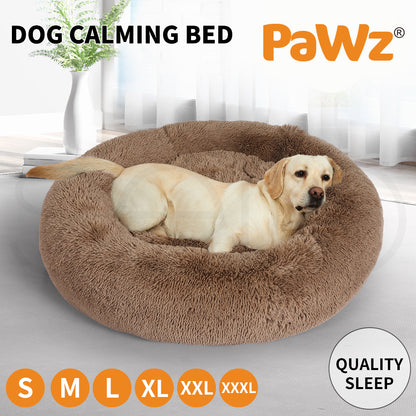 Pawz Dog Calming Bed Warm Soft Plush round Comfy Sleeping Kennel Cave Washable