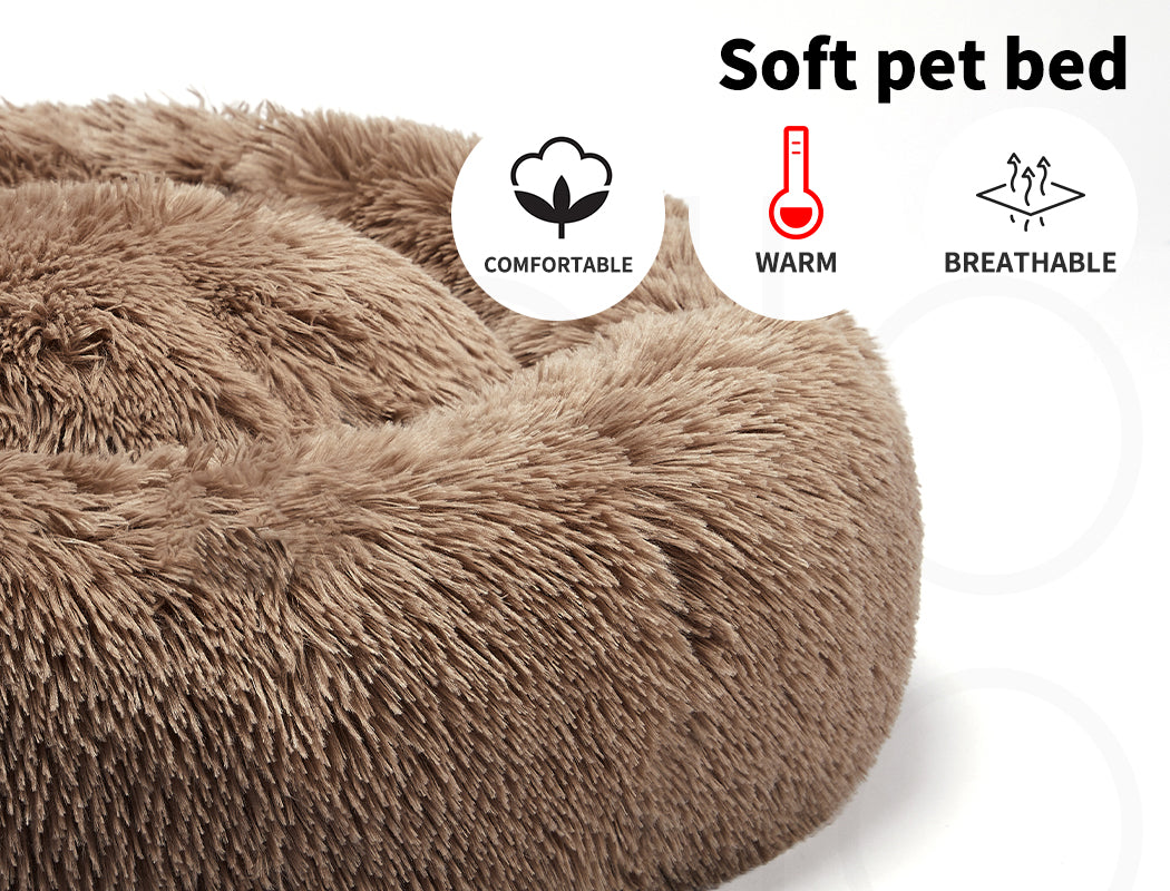 Pawz Dog Calming Bed Warm Soft Plush round Comfy Sleeping Kennel Cave Washable